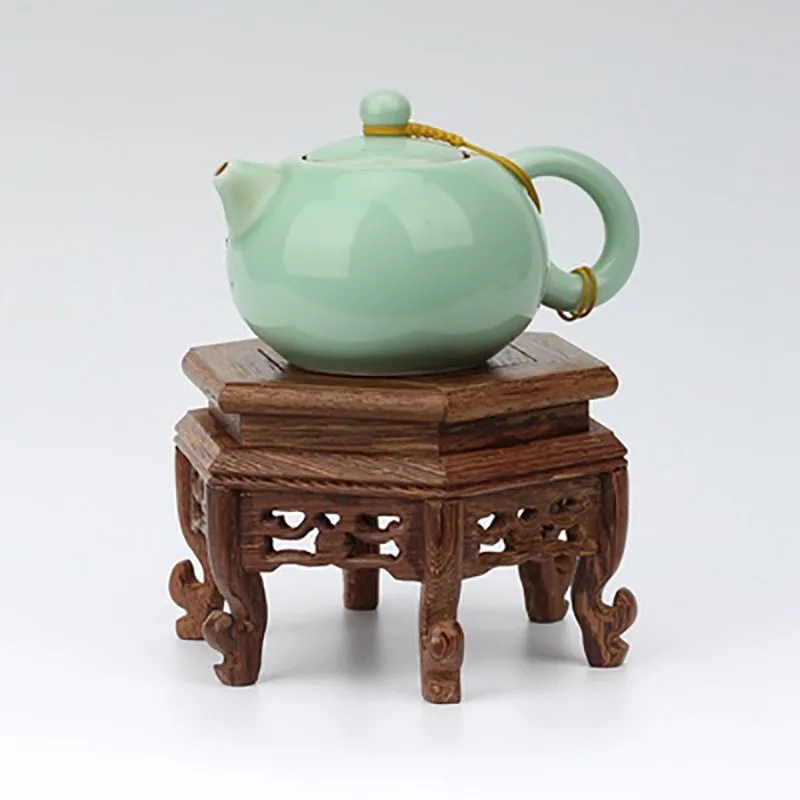 Chinese Classical Handmade Hexagon Wings of Wood Base Display Stand, Exquisite