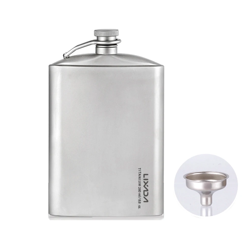 

260ml Pocket Hip Flask Titanium Hip Flask with Funnel Liquor Bottle Alcohol Wine Whiskey Flask Screw Cap for Outdoor