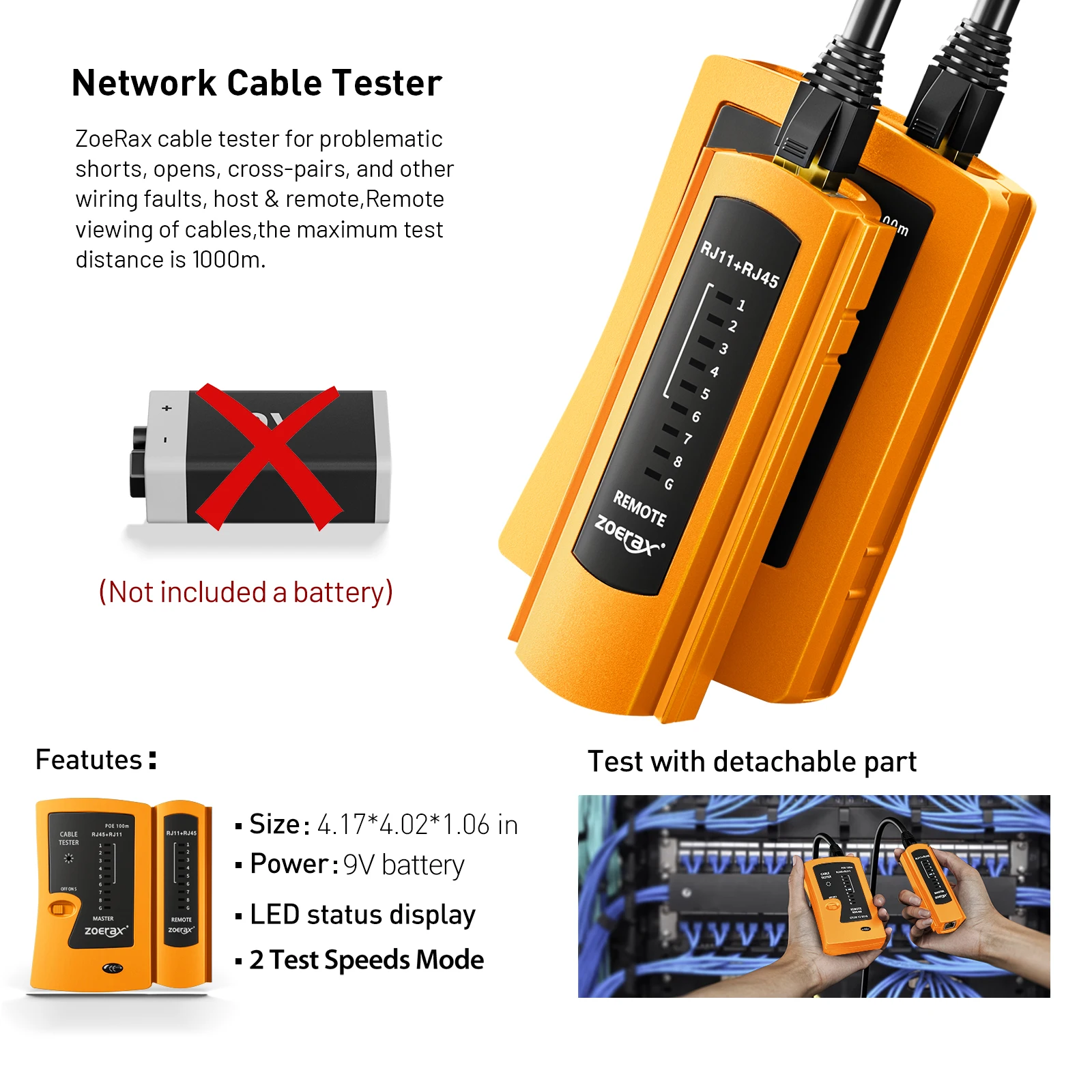 Natalink 8-in-1 RJ45 압착 도구 키트(패스 스루 크림퍼/케이블 테스터/스트리퍼 포함), STP/UTP용 Cat6 커넥터 및 부츠 50개