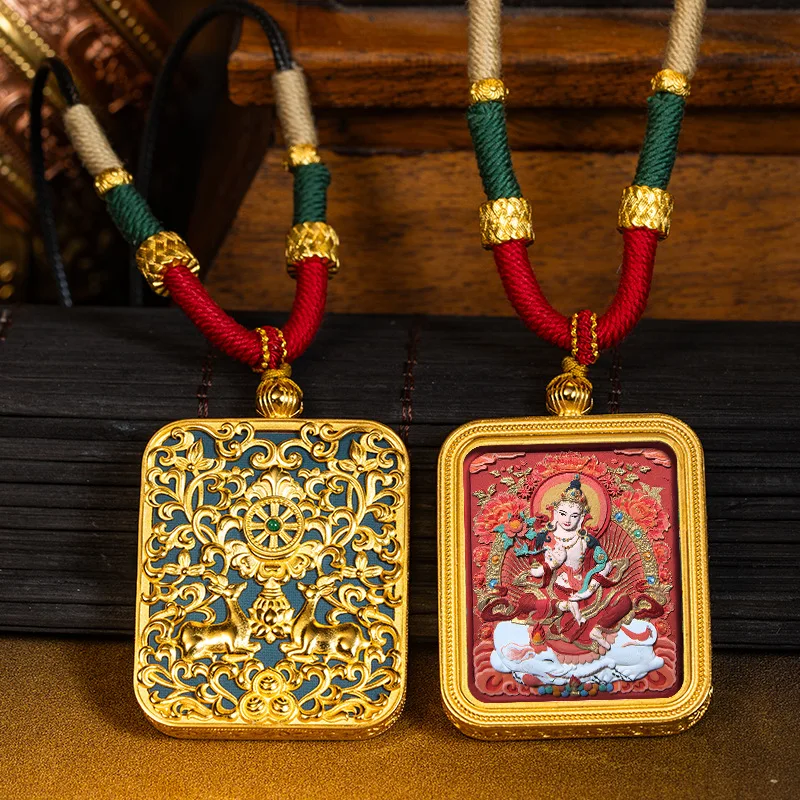 Fashion Hand-painted Tangka Brass Gawu Box Pendants Vintage - Main Image
