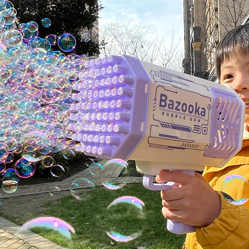 Bubble Machine Guns, Upgraded 69 Holes Bubble Machine with Colorful  
