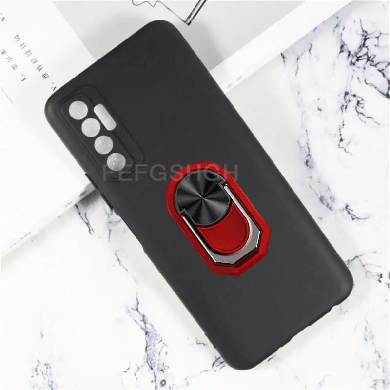 Enhanced Premium Finger Ring Soft TPU Silicone Phone Case, Protective Back Cover