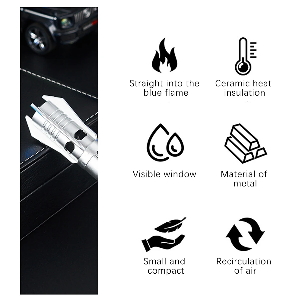 Creative Compact Portable Handheld Gun Lighter Transparent Visual Gas Window Mini Torch Outdoor Lightweight Carrying
