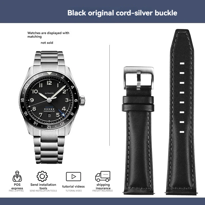 thumbnail image 1 of Correa de reloj para hombre Longines Pioneer Speed Equestrian L3.812.4 L3.82.4 de piel de vaca de negocios, resistente al agua, 21 mm y 22 mm, 1 of 5