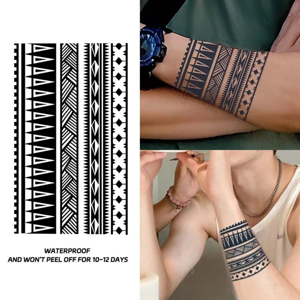 8PCS Whales/Waves Pattern Temporary Tattoo Stickers Waterproof 3D Texture Stripe Tattoo Stickers Colorful Small