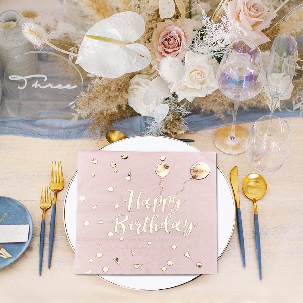 Disposable Tableware Paper Napkins 20pcs/lot Pink Napkin Soft Fragrance Free Birthday Party Table Napkins for Cafe Hotel Dining