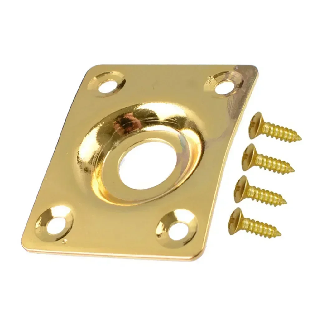 Rectangular Metal Guitar Plate with Matching Screws - Chrome, Black, Gold Finish