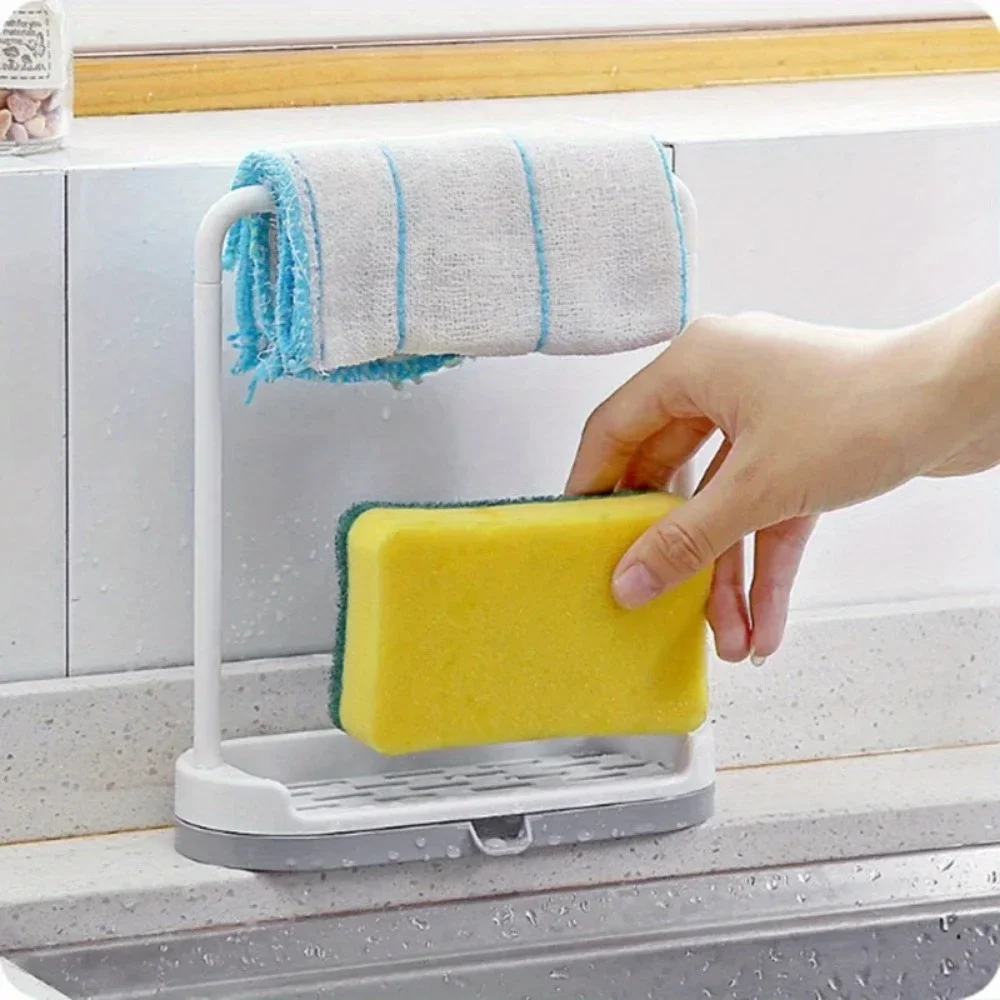 1PC Kitchen Towel Storage Rack Sponge Drain Shelf Plastic Dishcloth Stand Home Organizer Holders Organizer Kitchen