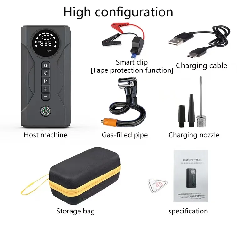 Car emergency starting power supply Large capacity car air pump with electric magic battery mobile charging bank igniter