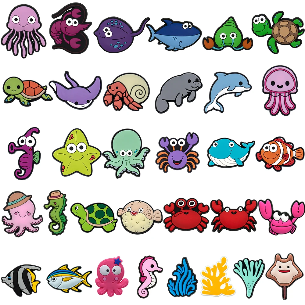 1PCS Nette Ozean Tier Schuh Charms Kawaii Octopus Delphin Wal Schuh Zubehör für Kinder Clogs Sandale Schnalle Fit Armband geschenk