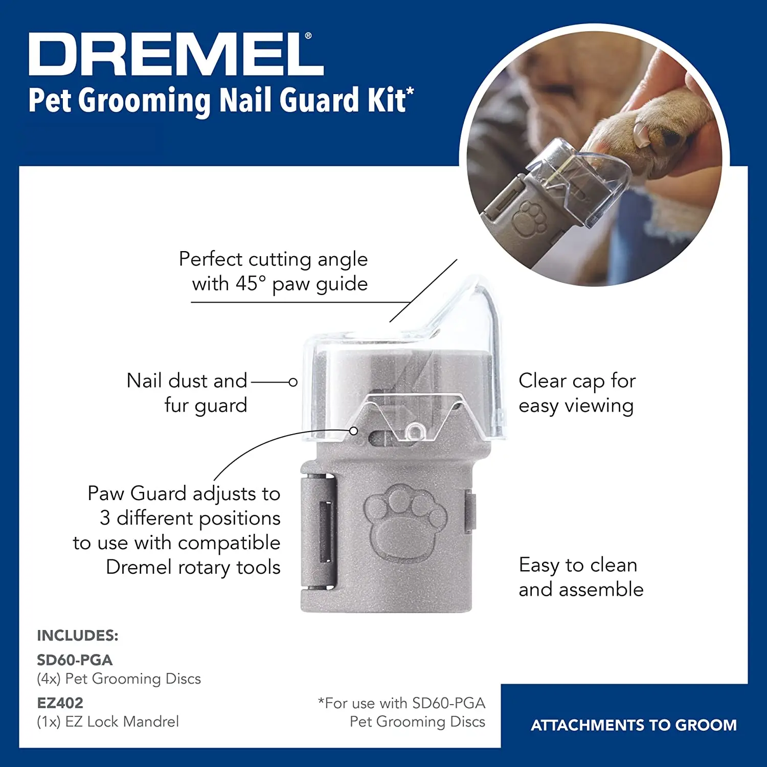 Dremel Electric Dog Nail Grinder 7020-Pgk Pet Nail File Care Set with 4 Sanding Discs Alternative Nail Clippers and Trimmers