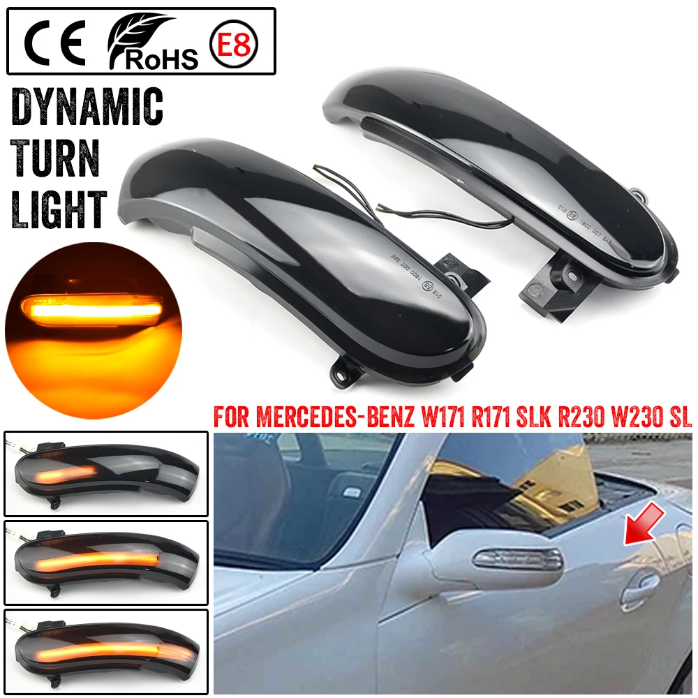 

2Pcs Dynamic LED Turn Signal Light Side Mirror Indicator for Mercedes Benz SLK-Class R171 W171 & SL-Class R230 W230