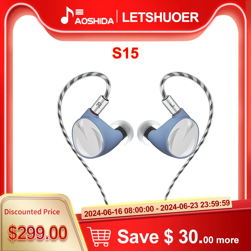 

Наушники LETSHUOER S15 третьего поколения, проводные наушники-вкладыши Hi-Fi с монитором 14,8 мм, строгальный драйвер R-Sonic, Пассивный фильтрующий модуль, наушники