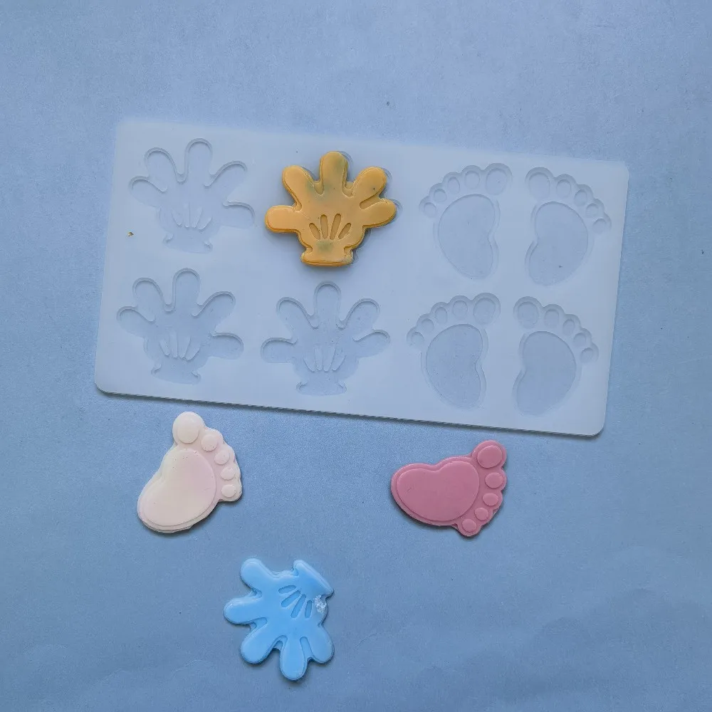 

Small hands and small feet shaped chocolate silicone mold DIY candy pudding dessert mold cake decoration plugin kitchen baking u