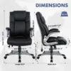 High Back Executive Office Chair  Ergonomic Home Computer Desk Leather Chair with Padded Flip up Arms Adjustable Tilt Lock 3