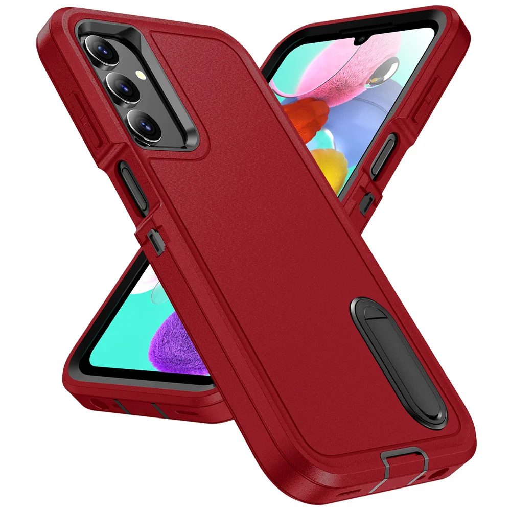 3-in-1 Hybrid Shockproof Armor Case with Matte Folding Stand Cover