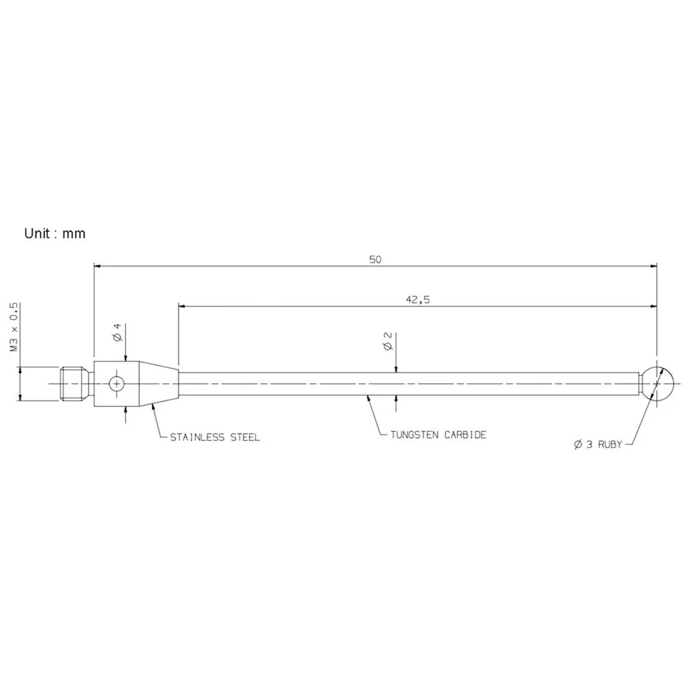 최신 터치 프로브 CNC 스타일러스 스레드 팁 도구, 터치 볼 CMM 긴 M3 부품, A-5003-0059 프로브 A-5003-0059