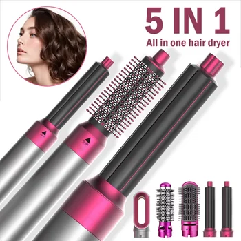 Multifunctional 5 In 1 Hair Straightener Curler Styling Set Airwrap Hair Dryer Hair Plate Hot Comb Styling Appliance