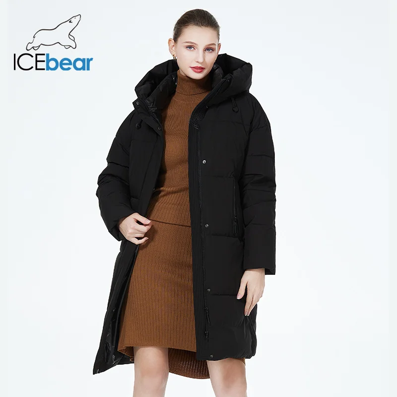 ICEbear-Cotton Windproof Padded Jacket for Women, Casual Coat, Long Parka, Windproof, 2023, GWD3757I 2