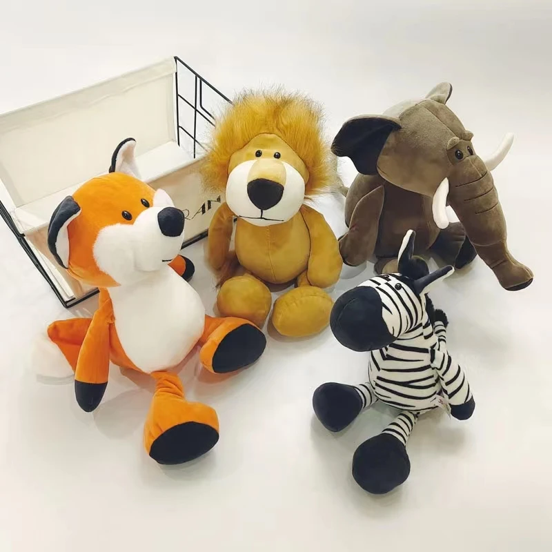 Forest Animal Lion Plushies Doll Kawaii Fox Monkey Raccoon Stuffed Toys Cute Zebra Elephant Plush Toy For Children Bithday Gift