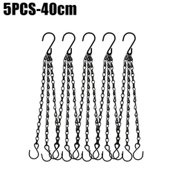 Heavy Duty Black Metal Hanging Chains for Garden Planters and Bird Feeders (5PCS)