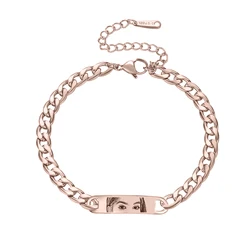 Custom Engraved Eye Image Pendant Bracelet - Personalized Jewelry Gift - 24cm (Rose gold)