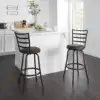 3-Pack Indoor Adjustable 24" or 29" Bronze Ladder Back Swivel Barstool, Espresso Vegan Leather Seat 3