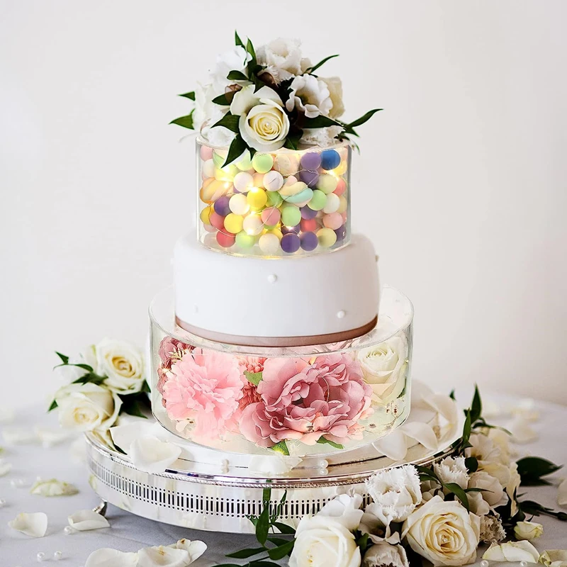 2Pcs Acrylic Cake Stand Fillable Risers with LED Lights, Clear Stackable Cake Display T... - UGI Packaging