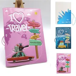 Cartoon Print PU Leather Passport Holder for Kids Adult Certificate Storage Bag Ticket Holder Card Case Travel Accessories