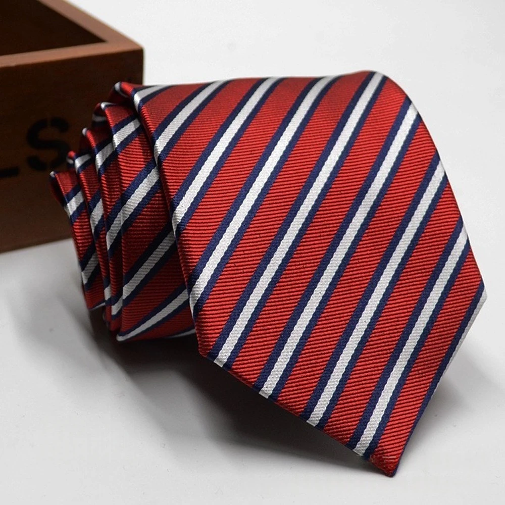 Classic Stripe Necktie - Business Formal Tie for Men 8cm Blue Black Pink Red