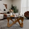 Triangle Coffee Table Glass Coffee Table for Living Room Mid Century Modern Coffee Table with  Minimalist Living Room，32.3 2