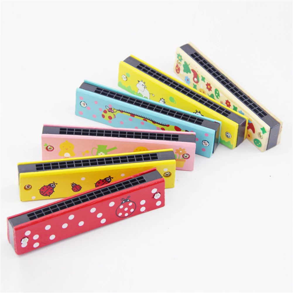 16 Holes Wooden Harmonica Mouth Organ Kids Educational Toys Beginner Teaching Playing Gift Musical Instrument