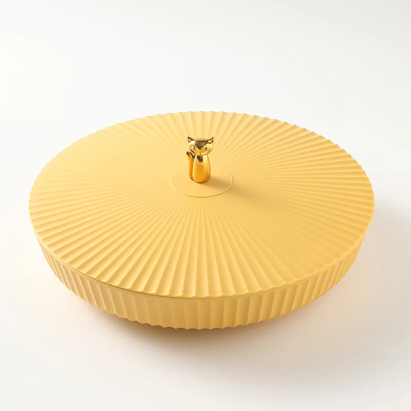 Space-saving Lid Durable Round Snack Candy Tray Desktop Supplies