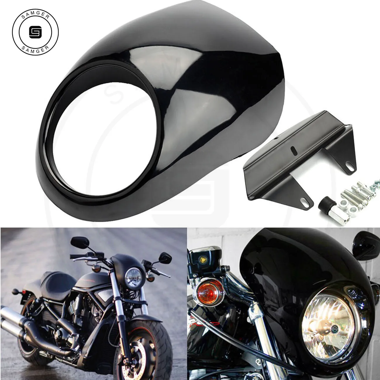 Samger-Máscara Para Faro Delantero De Motocicleta, Carenado, Kits De Montaje De Horquilla Delantera Para Harley Sportster Dyna Fx / Xl 1200 883 1973-U