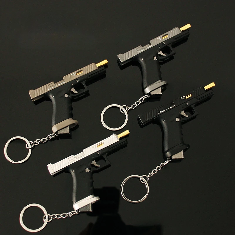 Bullet Gun Toy Miniature Ornament Miniature Figurines Mini Stress Relief Toy 1:3 Scale G34 Keychain Pendant Realistic Model Detachable Micro Tactical Pistol Model Men's Gift Decompression Gadget