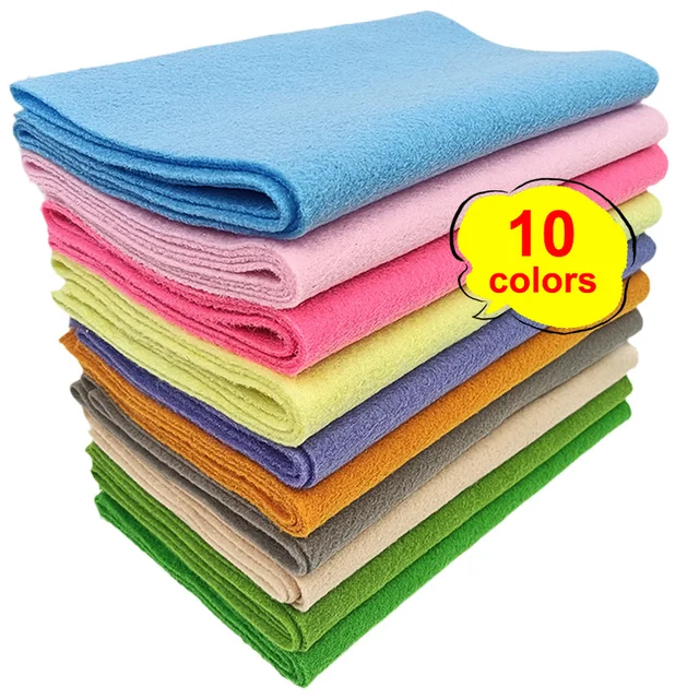 10 pièces de feuilles de tissu en feutre doux de 910 x 200 x 1,4 mm d'épaisseur, adaptées à l'artisanat, aux carrés de couture et aux matériaux patchwork. 1