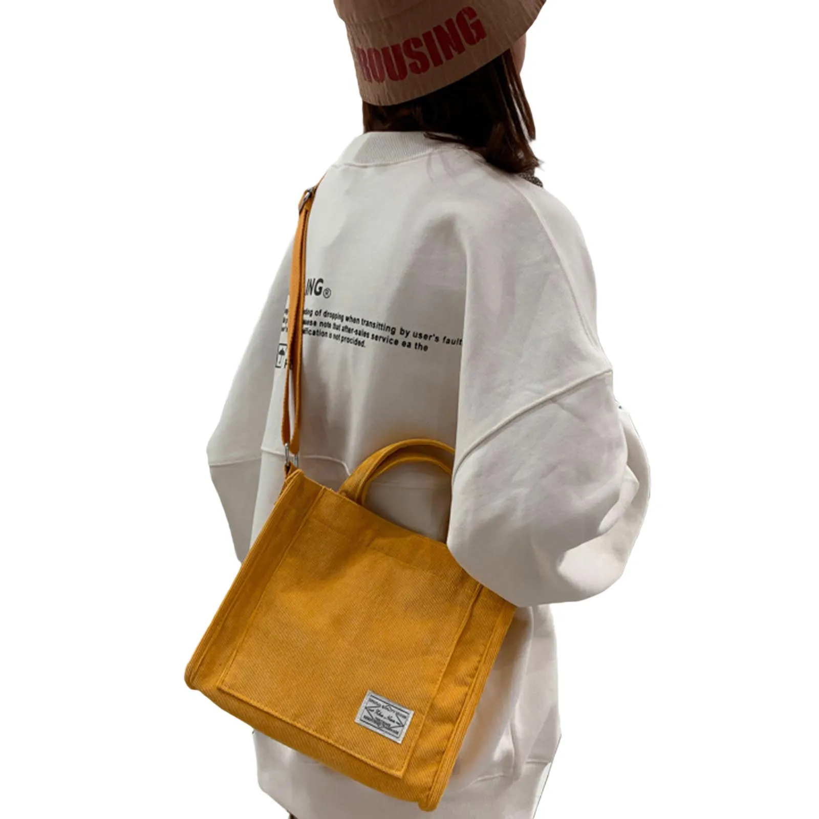 

Женская Вельветовая Сумка-тоут, повседневная сумка через плечо, вместительный саквояж на плечо