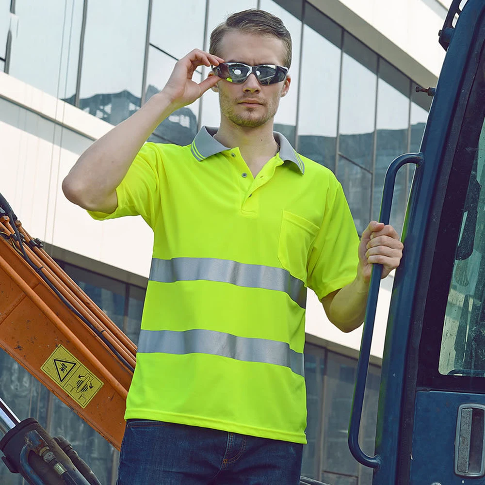 Safety Shirt Man Work High Visibility Safety Luminous Vest Security Clothing Breathable Quick Dry Hi Vis T Shirt Workwear