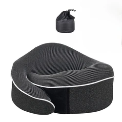 Deluxe Memory Foam Travel Pillow with 360 - Degree Support for Airplane Comfort (Black)