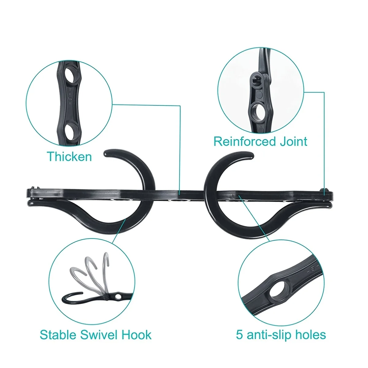 Multifunctional Hook Space Saving 5-hole Plastic Hanger Simple Folding Windproof Hanger Suitable Apartments Dormitories Families 6