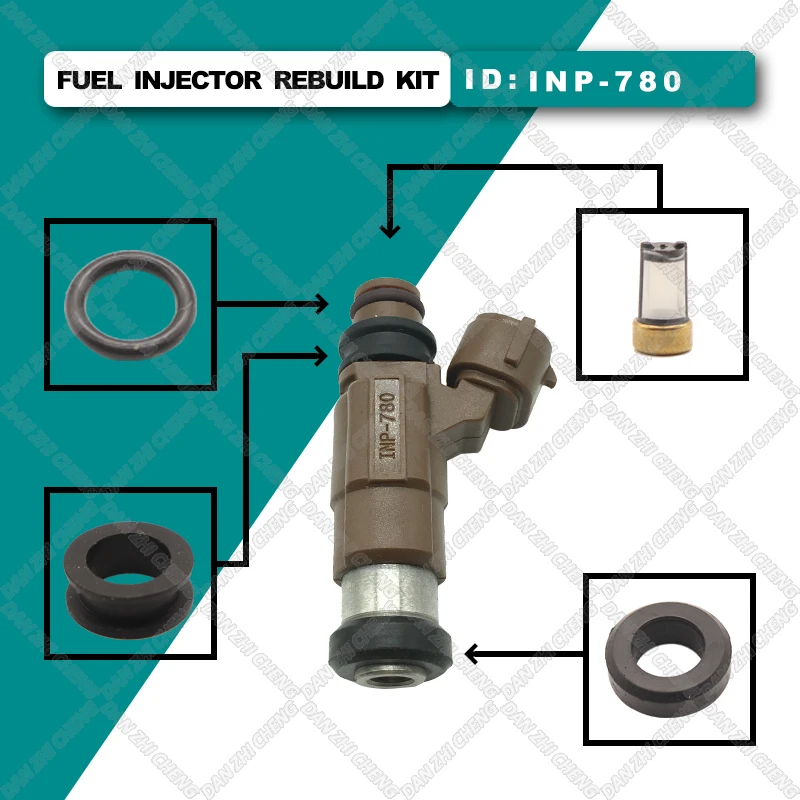 4 set Fuel Injector Service Repair Kit Filters Orings Seals Grommets for INP-780 INP-781 Mazda Protege 1.8L 626 2.0L 99-02