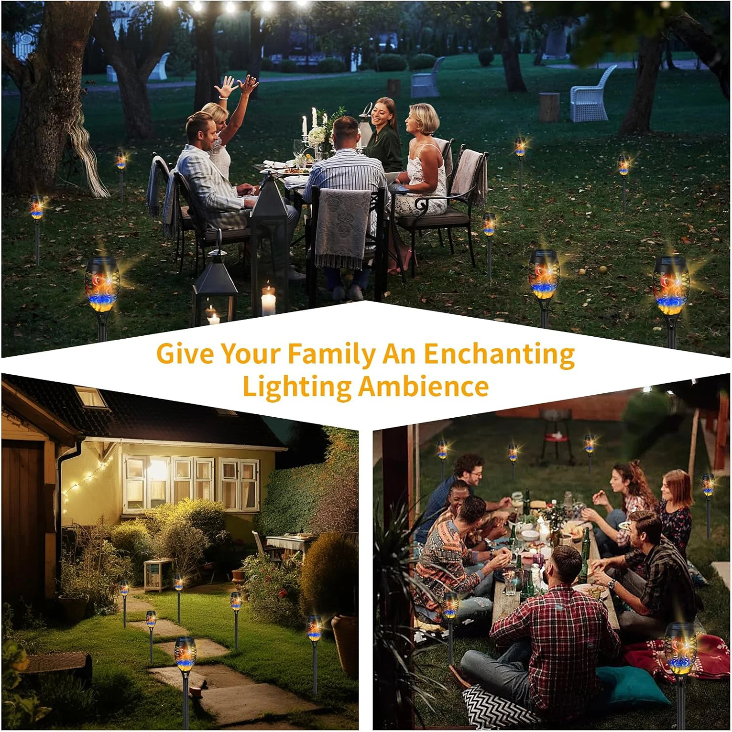 Solar Torch Lights 2/4/6/8/12 Pack with Colorful Flickering Flame Light Waterpro