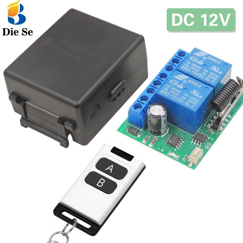 433mzh-Universal-Remote-Control-Switch-DC-12V-2CH-Dry-Contact-Relay ...