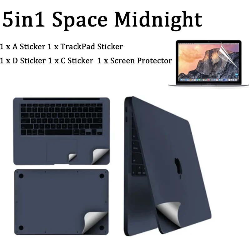 5 in 1 Full Body Protective Skin Bubble Free Decal Cover for MacBook Air 15 13.6 15.4 A2941 A3241 A2681 M4 Palms Body Guard