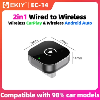 EKIY 2in1 Wired To Wireless CarPlay Adapter Android Auto Dongle Smart AI Box High Quality Car Accessories Intelligent System 1