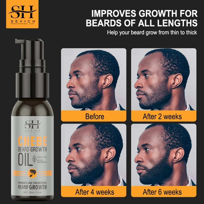 Natural Chebe Men Beard Growth Oil Fast Effective Beard Growth Essential Hair Loss Treatment Product Sevich Beard Care Serum 3