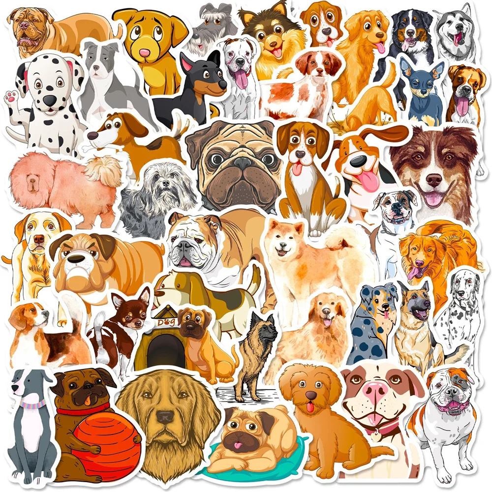 

10/30/50PCS New Animal Golden Retriever Dalmatian Sticker Cartoon Graffiti Car Guitar Motorcycle Decoration Waterproof Wholesale