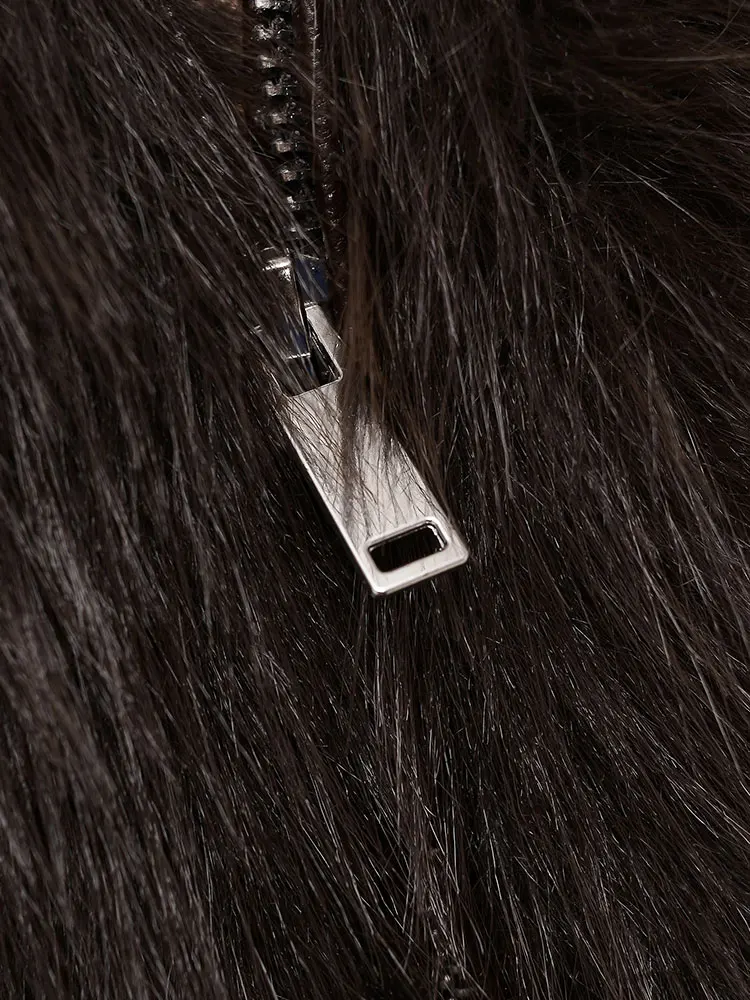 HH Autumn Faux Fur Vest Top For Women Elegant Fashion Turtleneck Sleeveless Zipper Waistcoat Winter Casual  Commuting Outerwear