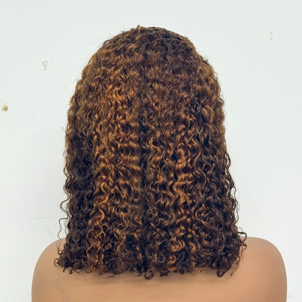 14" 250% Density SDD Double Drawn Water Curly Wave 13x4 Transparent Lace Frontal 100% Human Hair Full Lace Wigs For Black Women