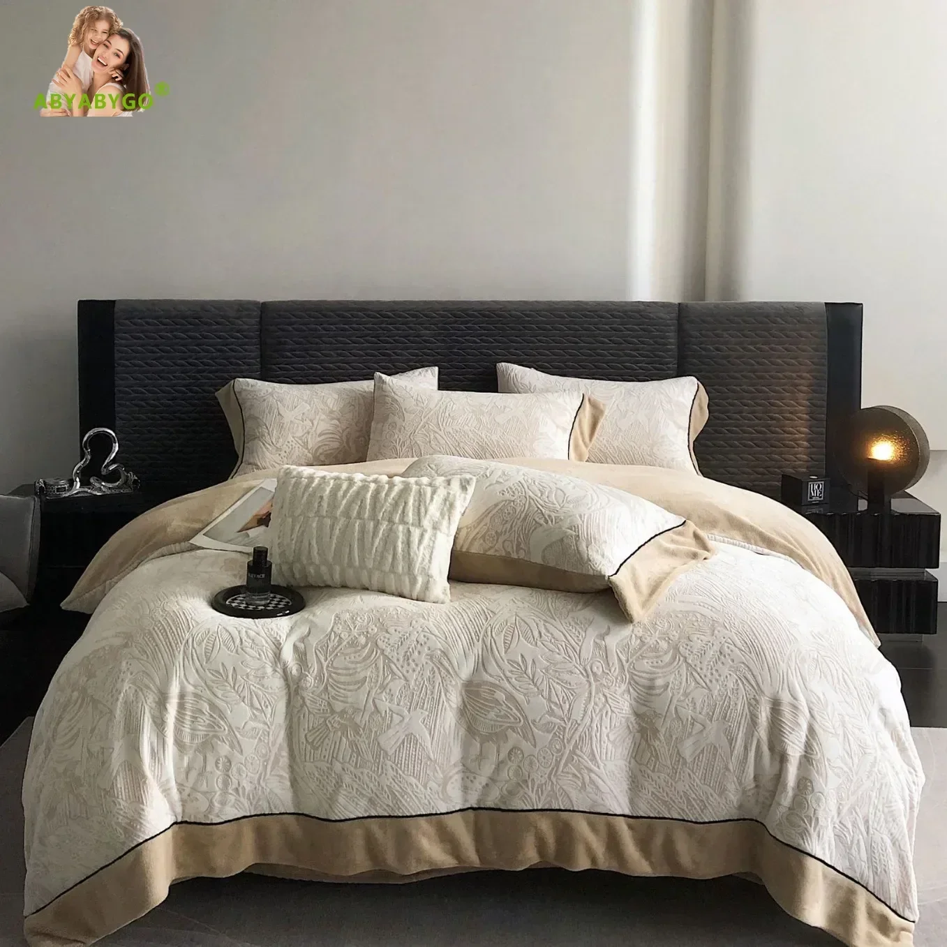 Euro Style Queen Bedding Set Luxury Soft Velvet Bed Linen Winter Duvet Cover Set Double Sheets Wide Edge Comforter Bedding Sets 1